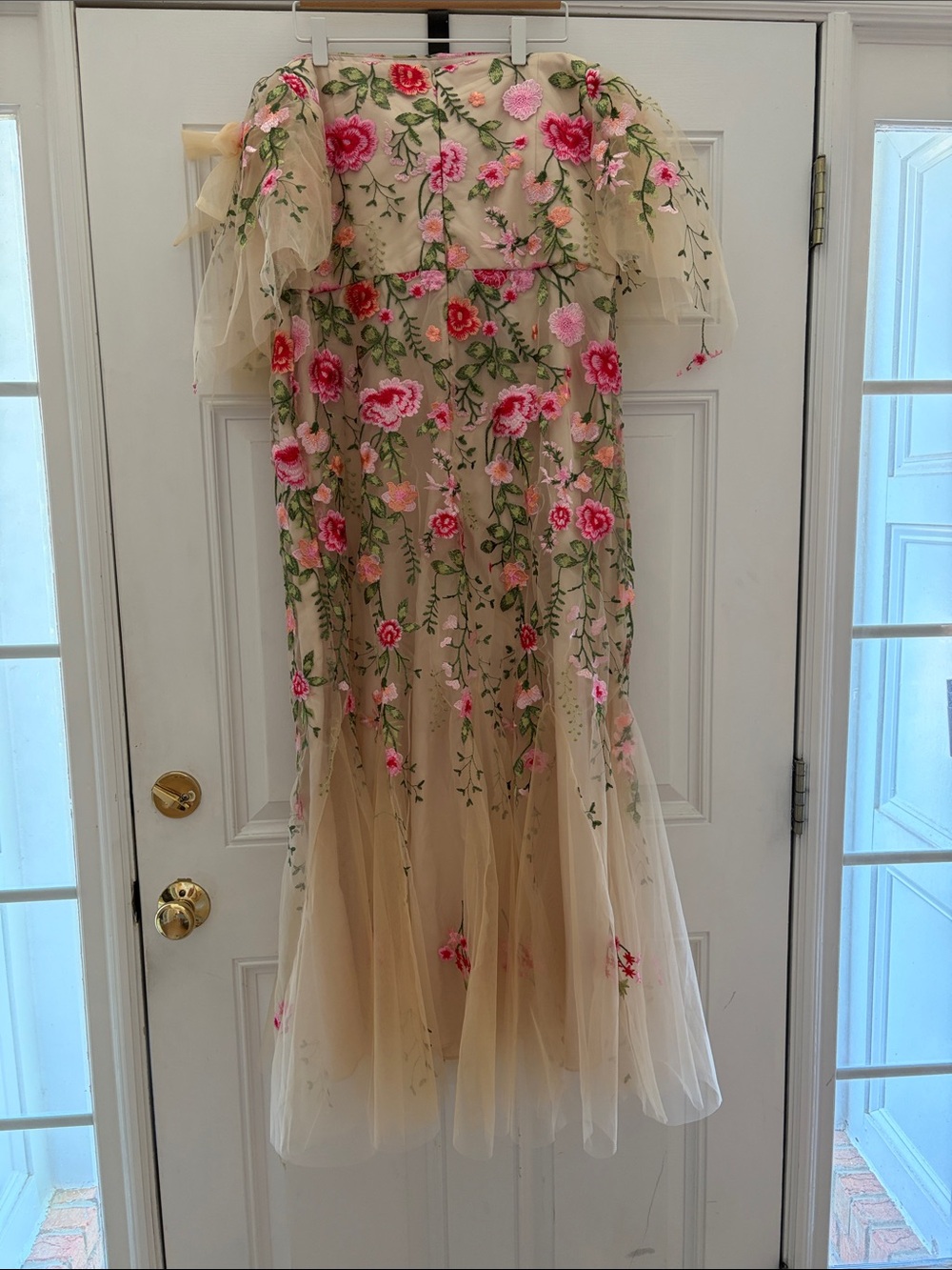 Off Shoulder Embroidered Tulle Formal Gown - Picture 2 of 6